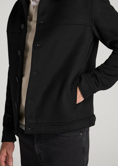Wool Harrington Jacket for Tall Men in Black