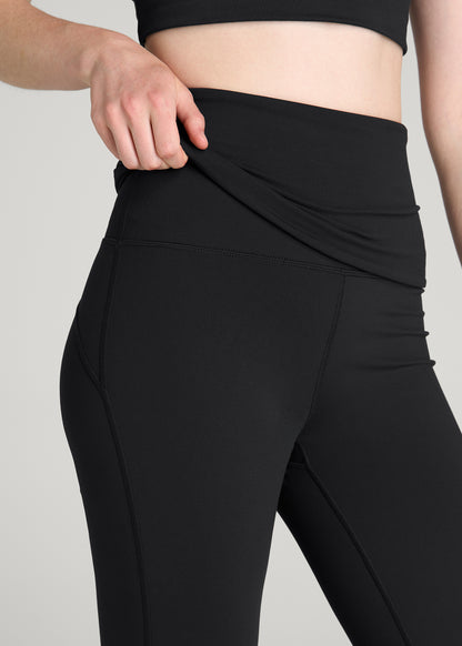 Balance Fold-over Flare Legging for Tall Women in Black