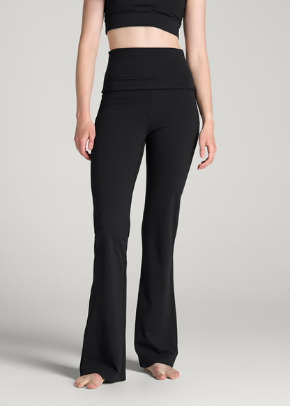 Balance Fold-over Flare Legging for Tall Women in Black