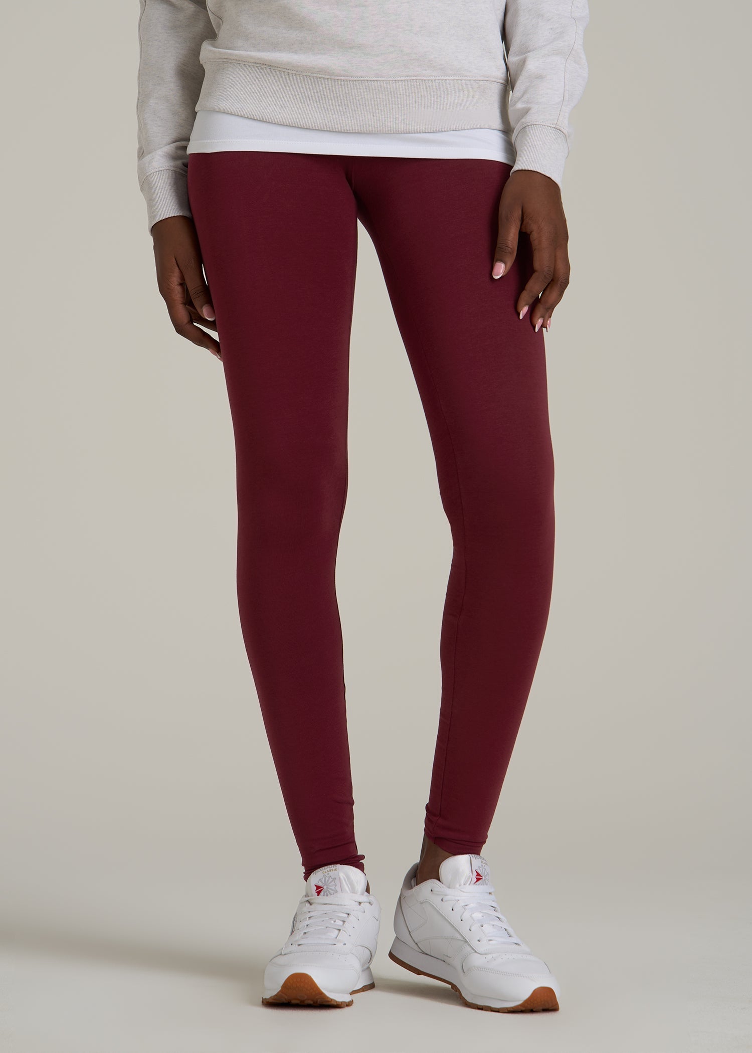 Cotton Leggings for Tall Women in Tawny Port