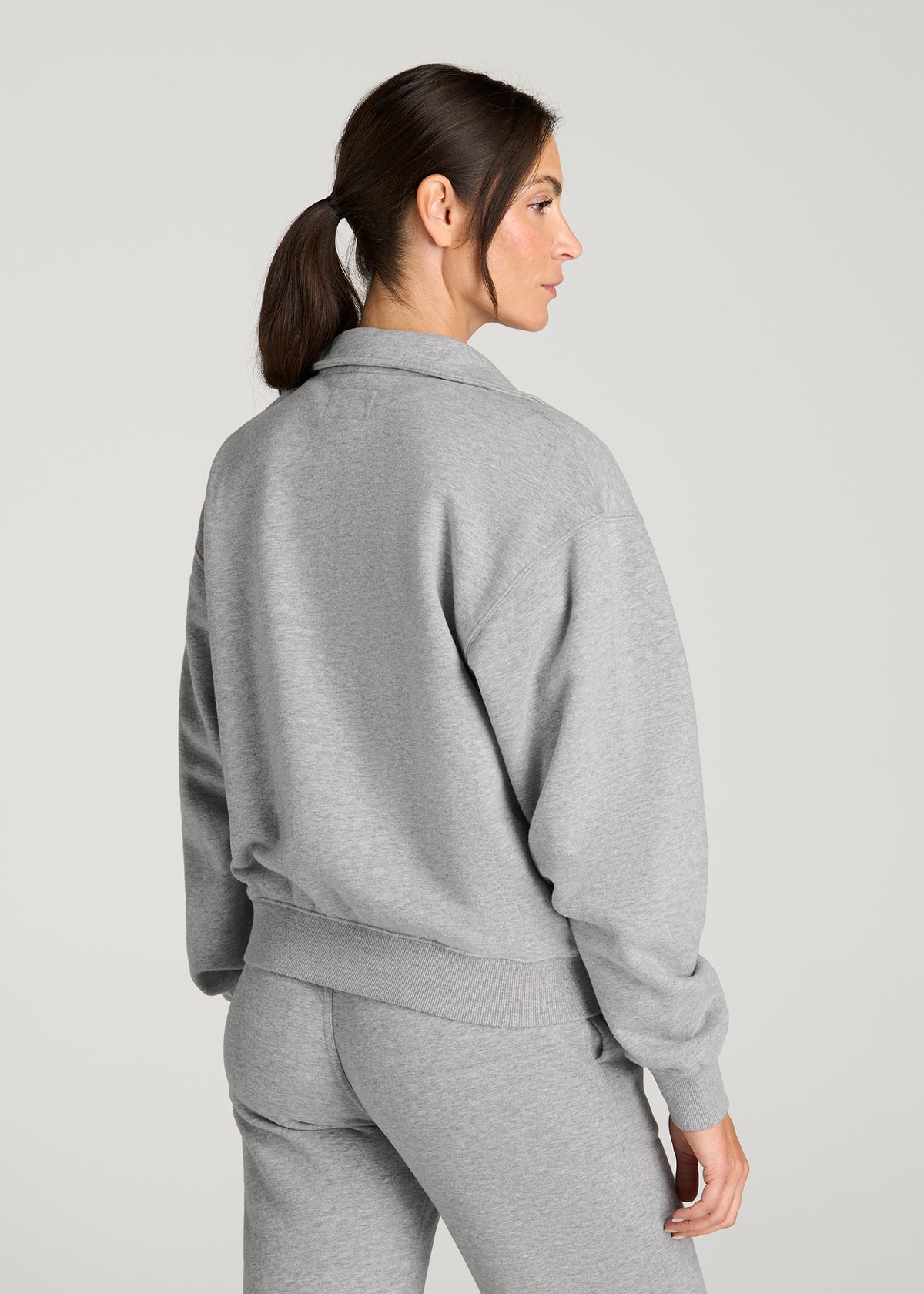 Everyday Fleece Half-Zip Sweatshirt for Tall Women in Grey Mix