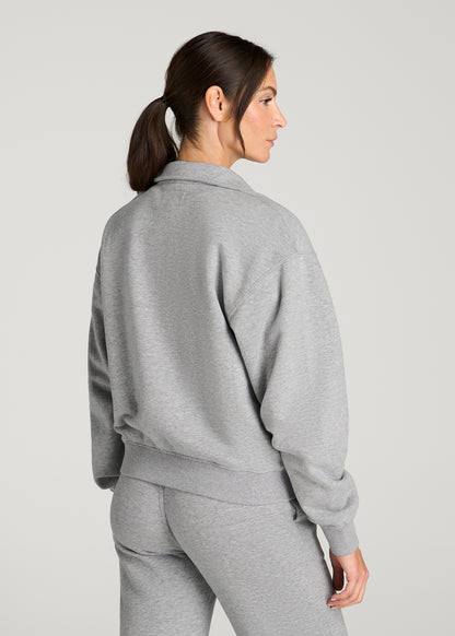 Everyday Fleece Half-Zip Sweatshirt for Tall Women in Grey Mix