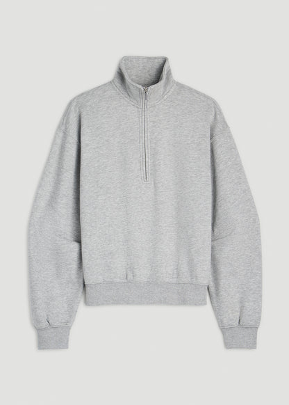 Everyday Fleece Half-Zip Sweatshirt for Tall Women in Grey Mix
