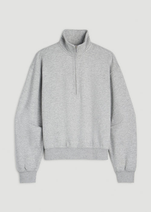Everyday Fleece Half-Zip Sweatshirt for Tall Women in Grey Mix