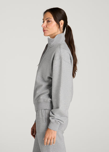 Everyday Fleece Half-Zip Sweatshirt for Tall Women in Grey Mix