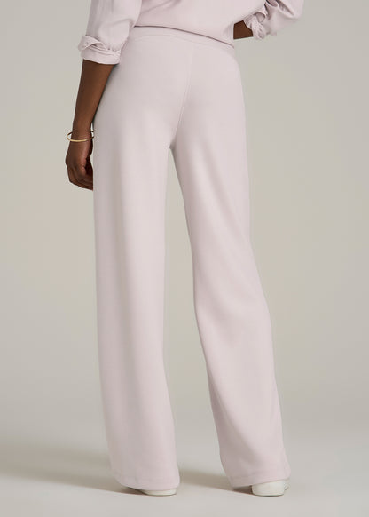 Pull-On Tie Waist Wide Leg Pants for Tall Women in Grey Lilac