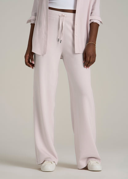 Pull-On Tie Waist Wide Leg Pants for Tall Women in Grey Lilac
