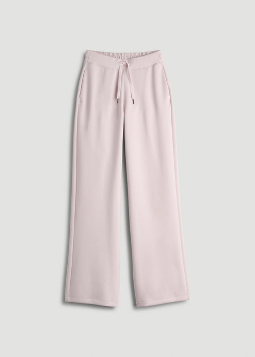 Pull-On Tie Waist Wide Leg Pants for Tall Women in Grey Lilac