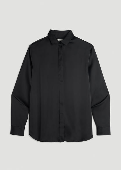 Relaxed Button-Up Blouse for Tall Women in Black