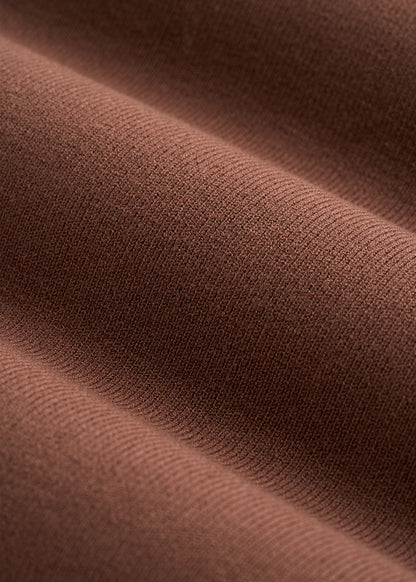 Structured Knit Cropped Long Sleeve Top for Tall Women in Deep Caramel