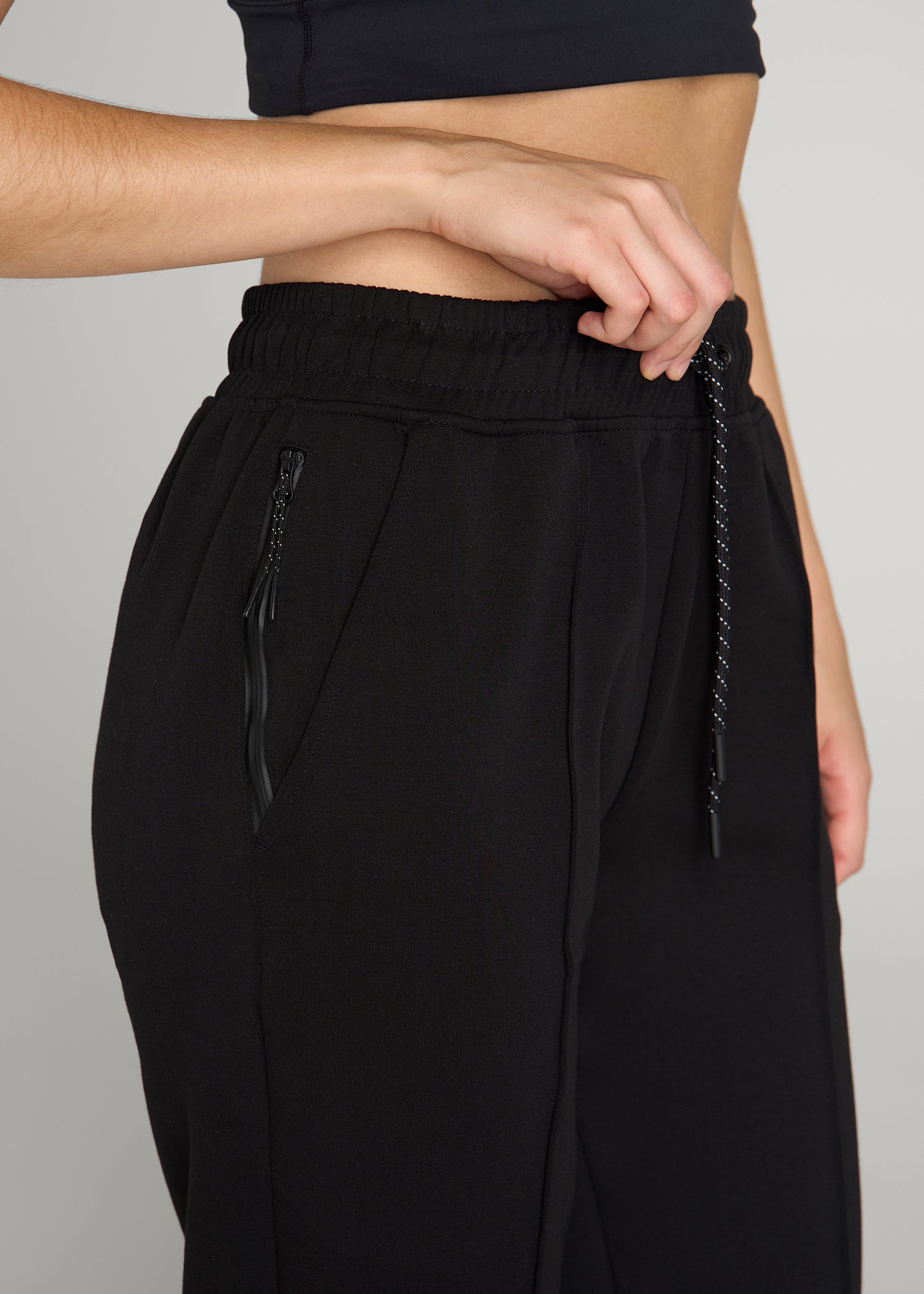 Tech Motion Pin Tuck Joggers for Tall Women in Black