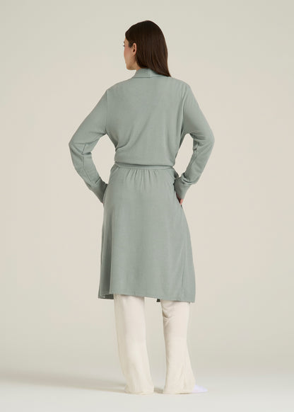 Waffle Lounge Robe for Tall Women in Seagrass
