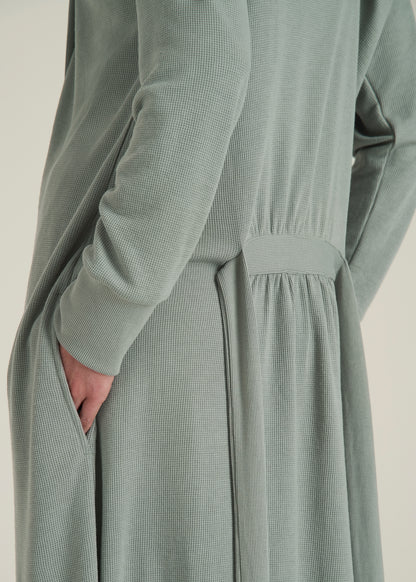 Waffle Lounge Robe for Tall Women in Seagrass