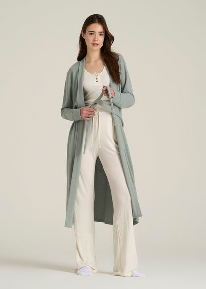 Waffle Lounge Robe for Tall Women in Seagrass