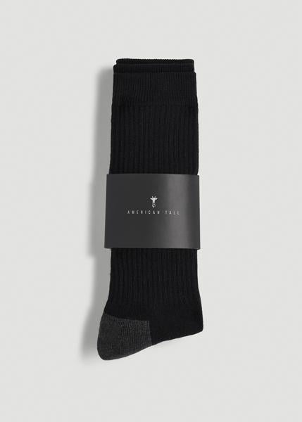 American Tall-Men-3-pack crew socks-Black with Grey-