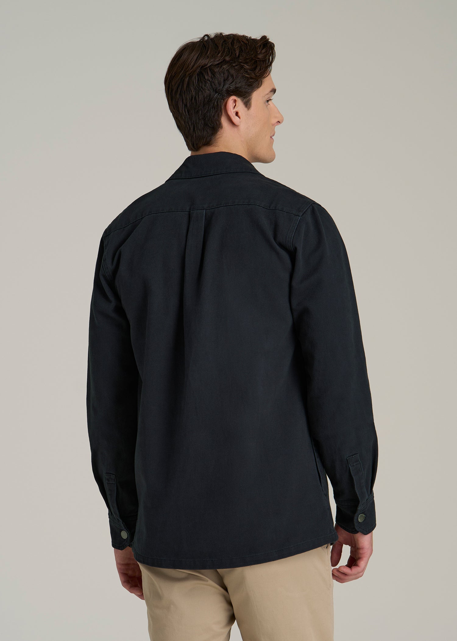 Casual Twill Shirt Jacket for Tall Men in Evening Blue