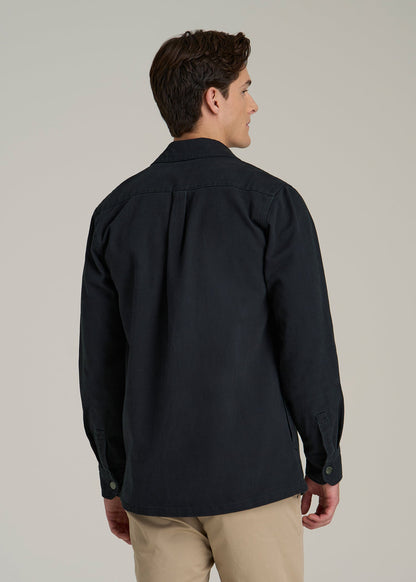 Casual Twill Shirt Jacket for Tall Men in Evening Blue