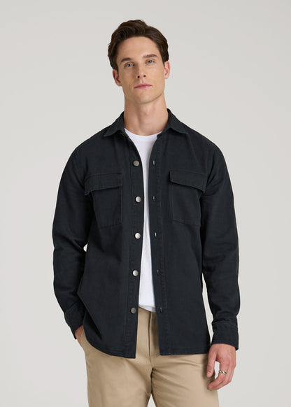 Casual Twill Shirt Jacket for Tall Men in Evening Blue XL / Extra Tall / Evening Blue Casual Twill Shirt Jacket for Tall Men in Evening Blue XL / Extra Tall / Evening Blue