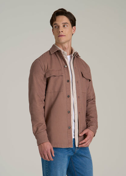 Casual Twill Shirt Jacket for Tall Men in Nutmeg