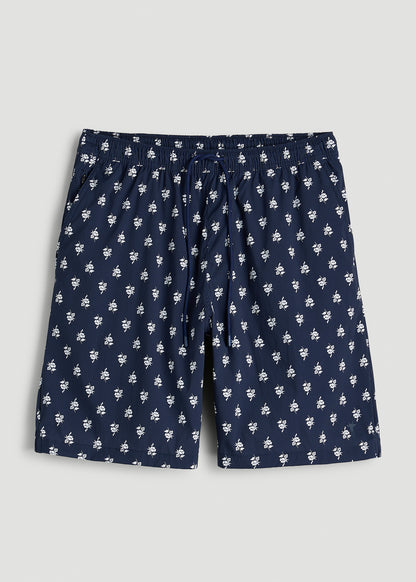 Stretch Swim Shorts for Tall Men in Navy Blue Floral