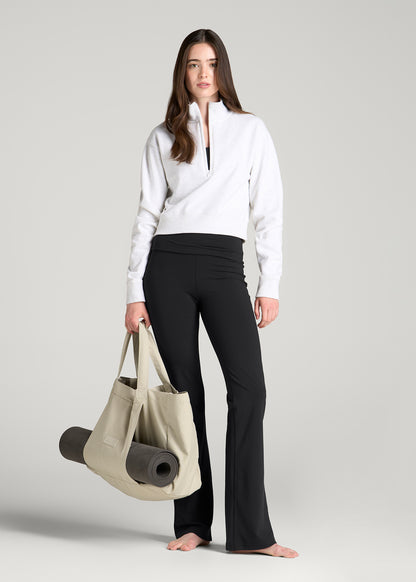 Balance Fold-over Flare Legging for Tall Women in Black