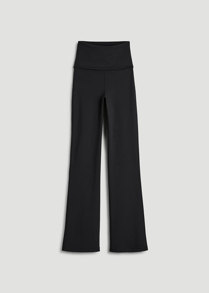 Balance Fold-over Flare Legging for Tall Women in Black