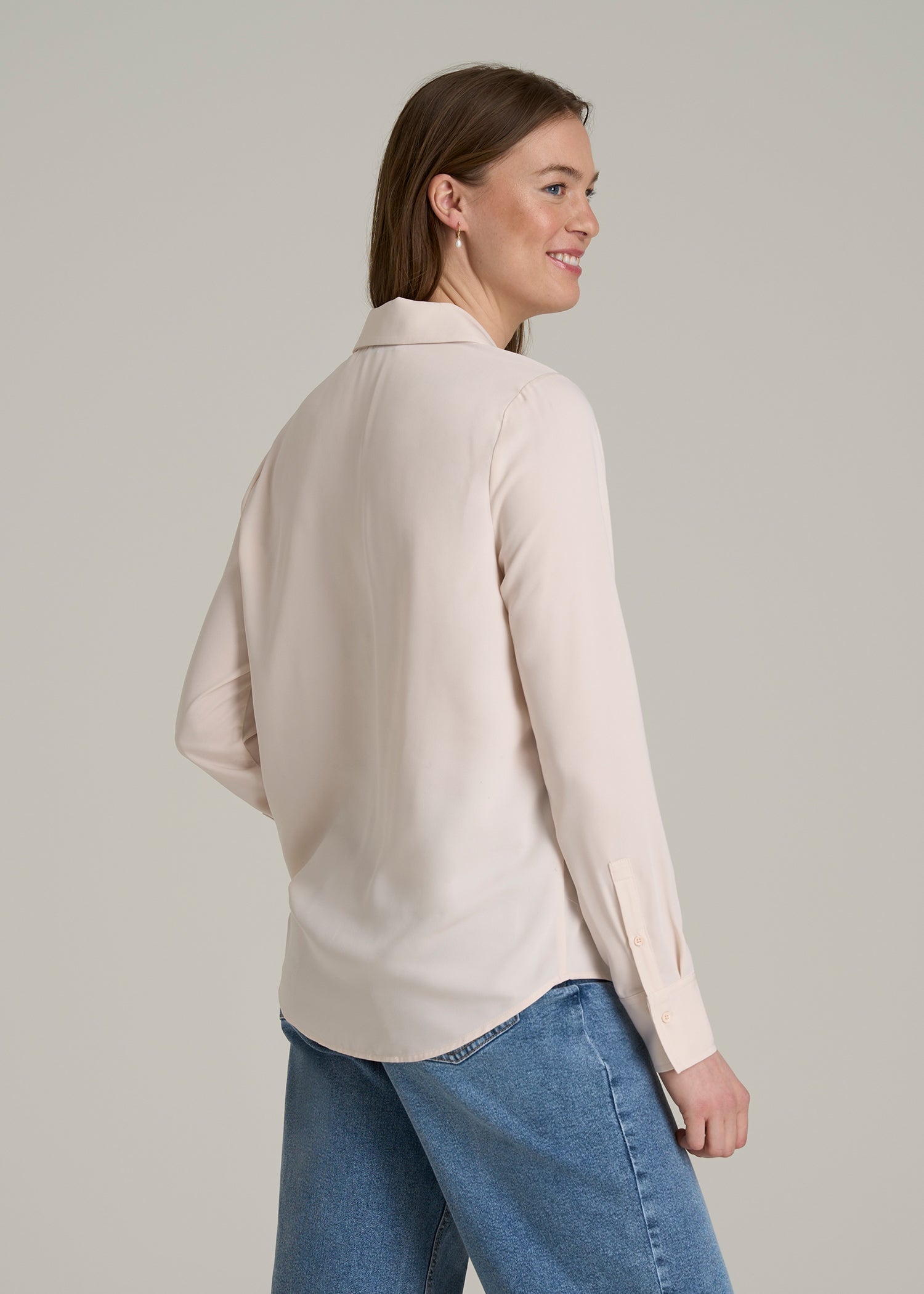 Notch Collar Blouse for Tall Women in Shell