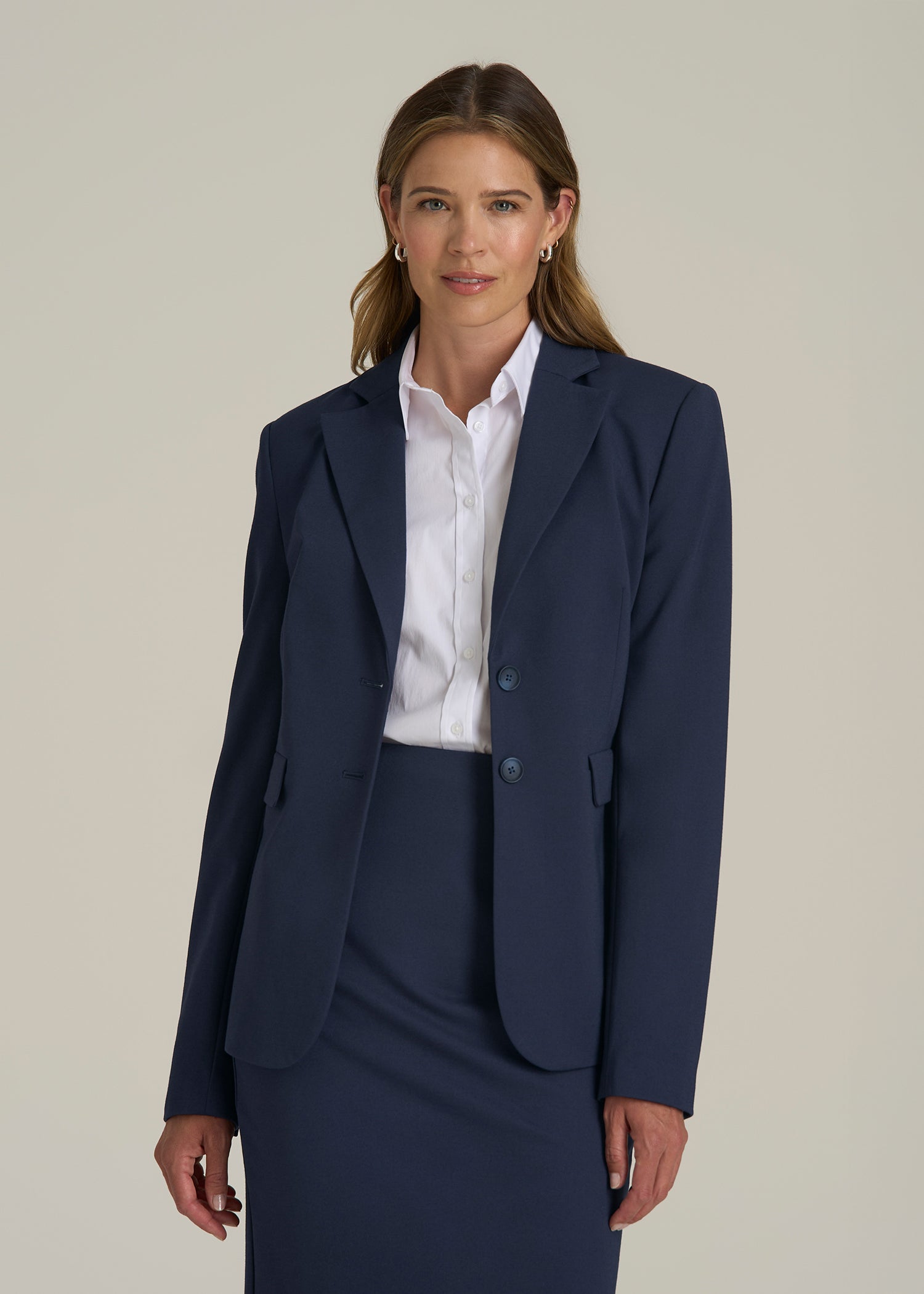Freedom Flex Two-Button Slim-Fit Blazer for Tall Women in Navy