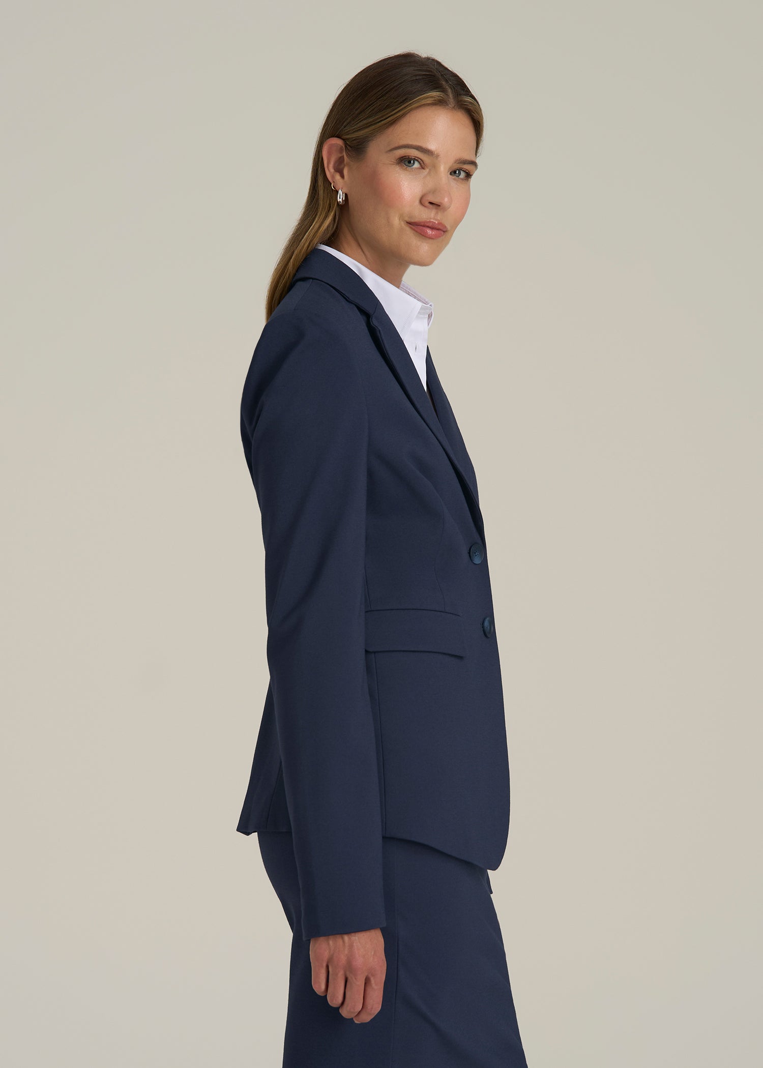 Freedom Flex Two-Button Slim-Fit Blazer for Tall Women in Navy
