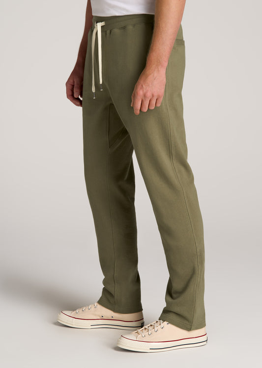 LJ&S Brushed Terrycloth Sweatpants for Tall Men in Vintage Moss Green