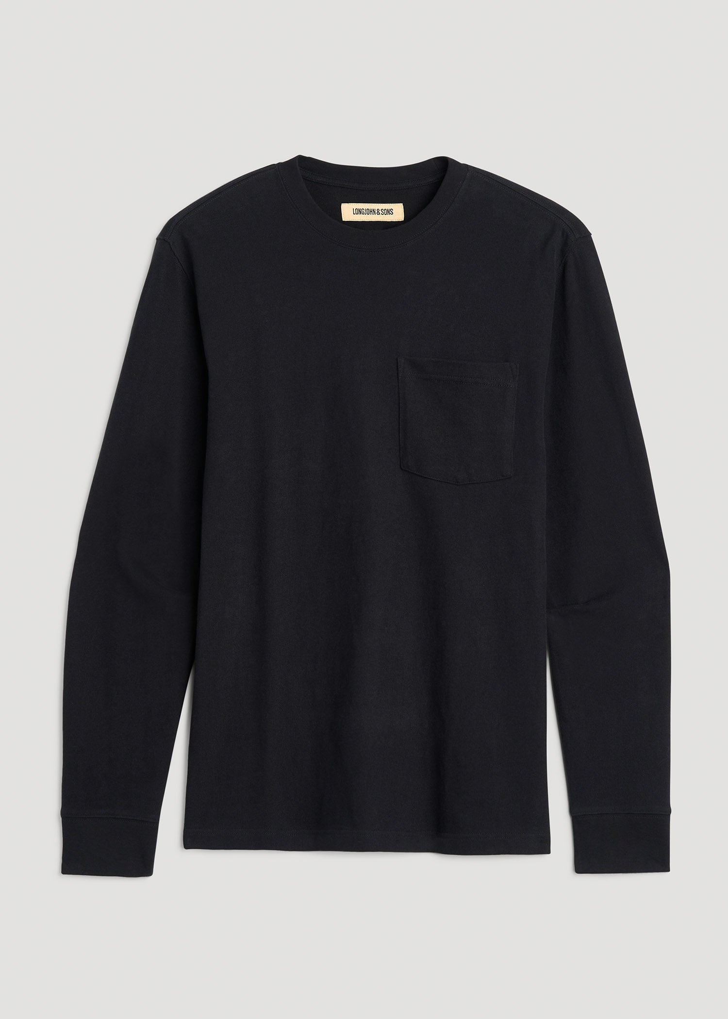 LJ&S Long Sleeve Workwear Pocket Tee for Tall Men in Black