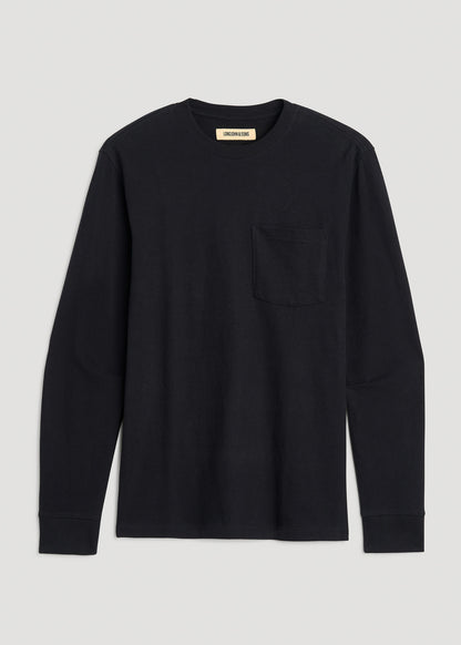 LJ&S Long Sleeve Workwear Pocket Tee for Tall Men in Black