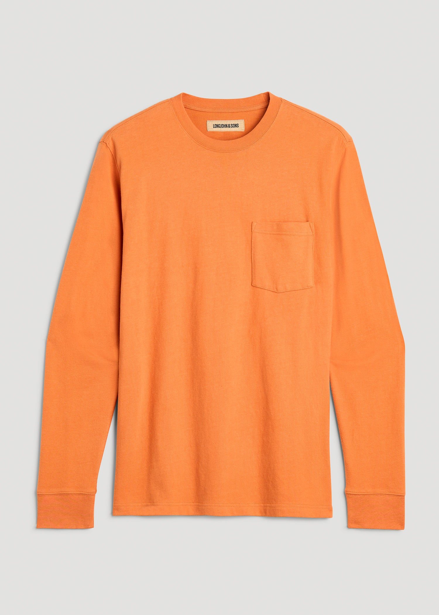 LJ&S Long Sleeve Workwear Pocket Tee for Tall Men in Marmalade