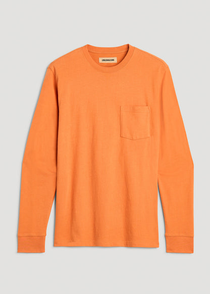 LJ&S Long Sleeve Workwear Pocket Tee for Tall Men in Marmalade