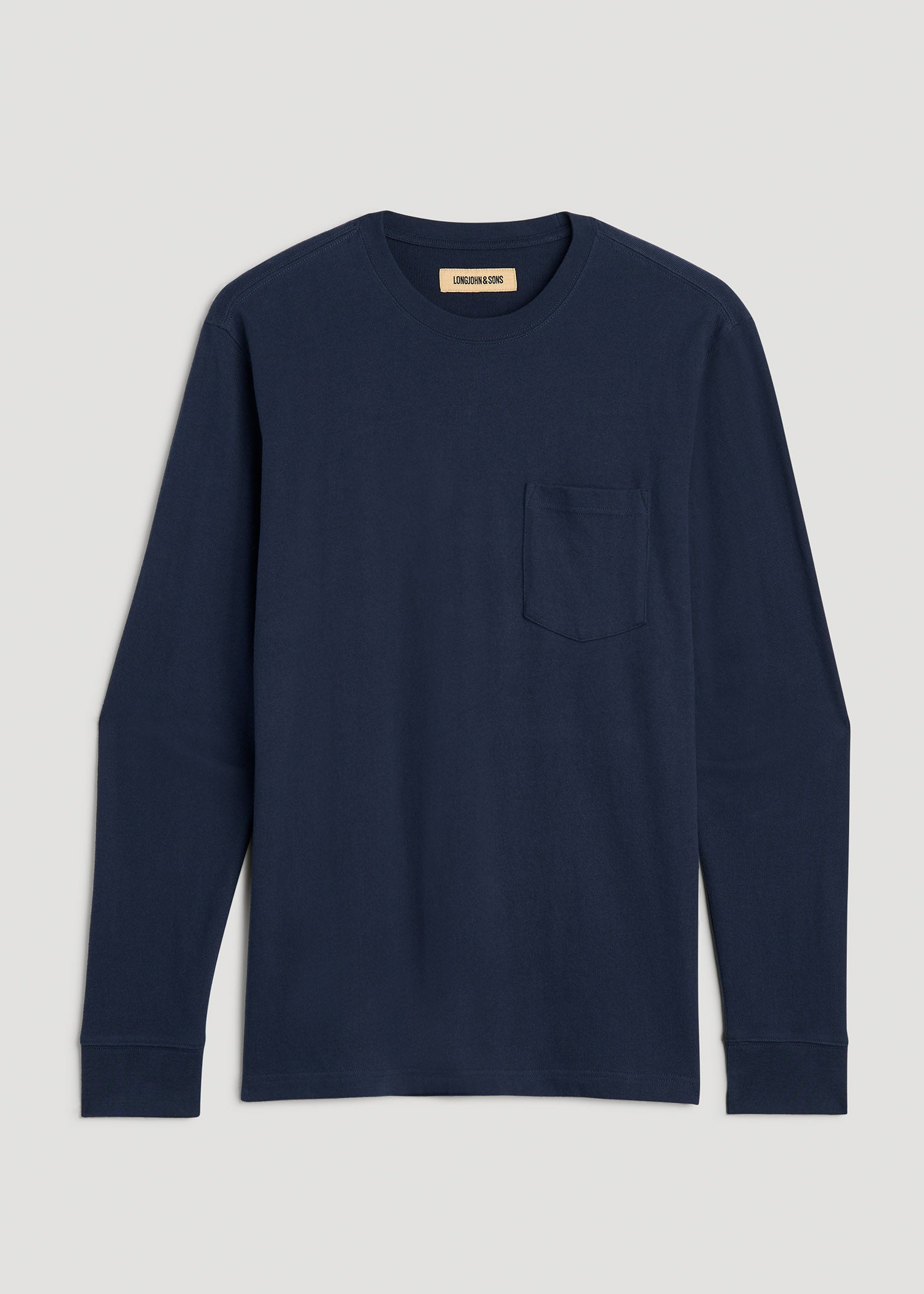 LJ&amp;S Long Sleeve Workwear Pocket Tee for Tall Men in Midnight Navy