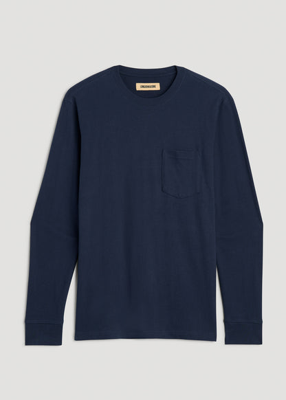 LJ&amp;S Long Sleeve Workwear Pocket Tee for Tall Men in Midnight Navy