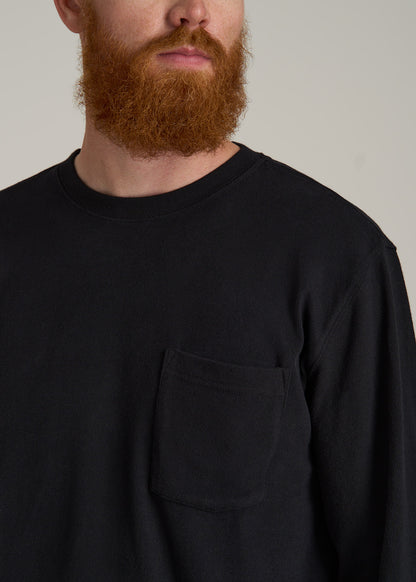 LJ&S Long Sleeve Workwear Pocket Tee for Tall Men in Black