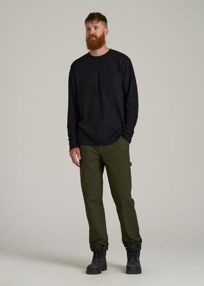 LJ&S Long Sleeve Workwear Pocket Tee for Tall Men in Black