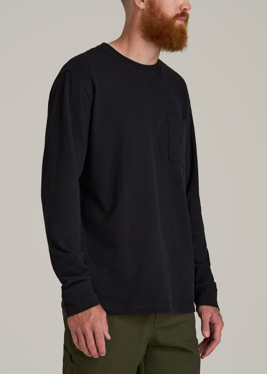 LJ&S Long Sleeve Workwear Pocket Tall Men's Tee in Black