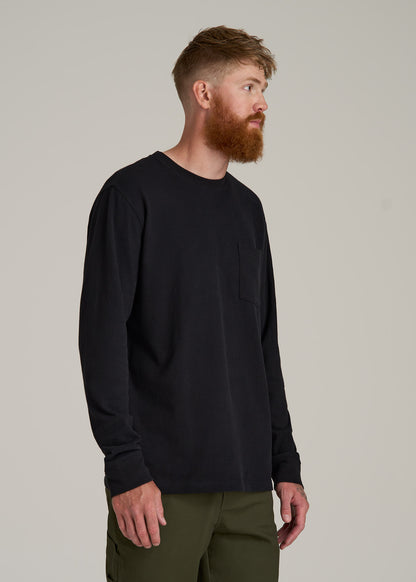 LJ&S Long Sleeve Workwear Pocket Tee for Tall Men in Black