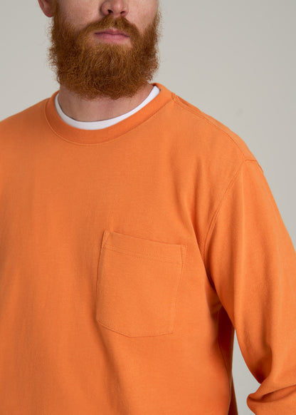 LJ&S Long Sleeve Workwear Pocket Tee for Tall Men in Marmalade