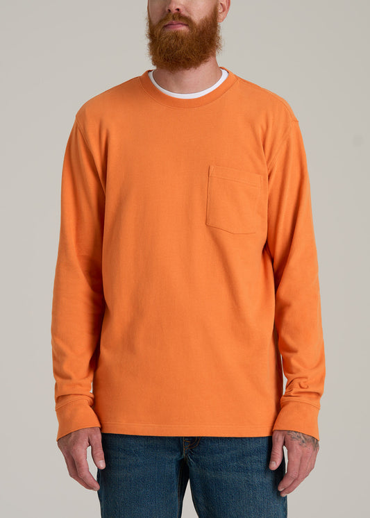 LJ&S Long Sleeve Workwear Pocket Tall Men's Tee in Marmalade