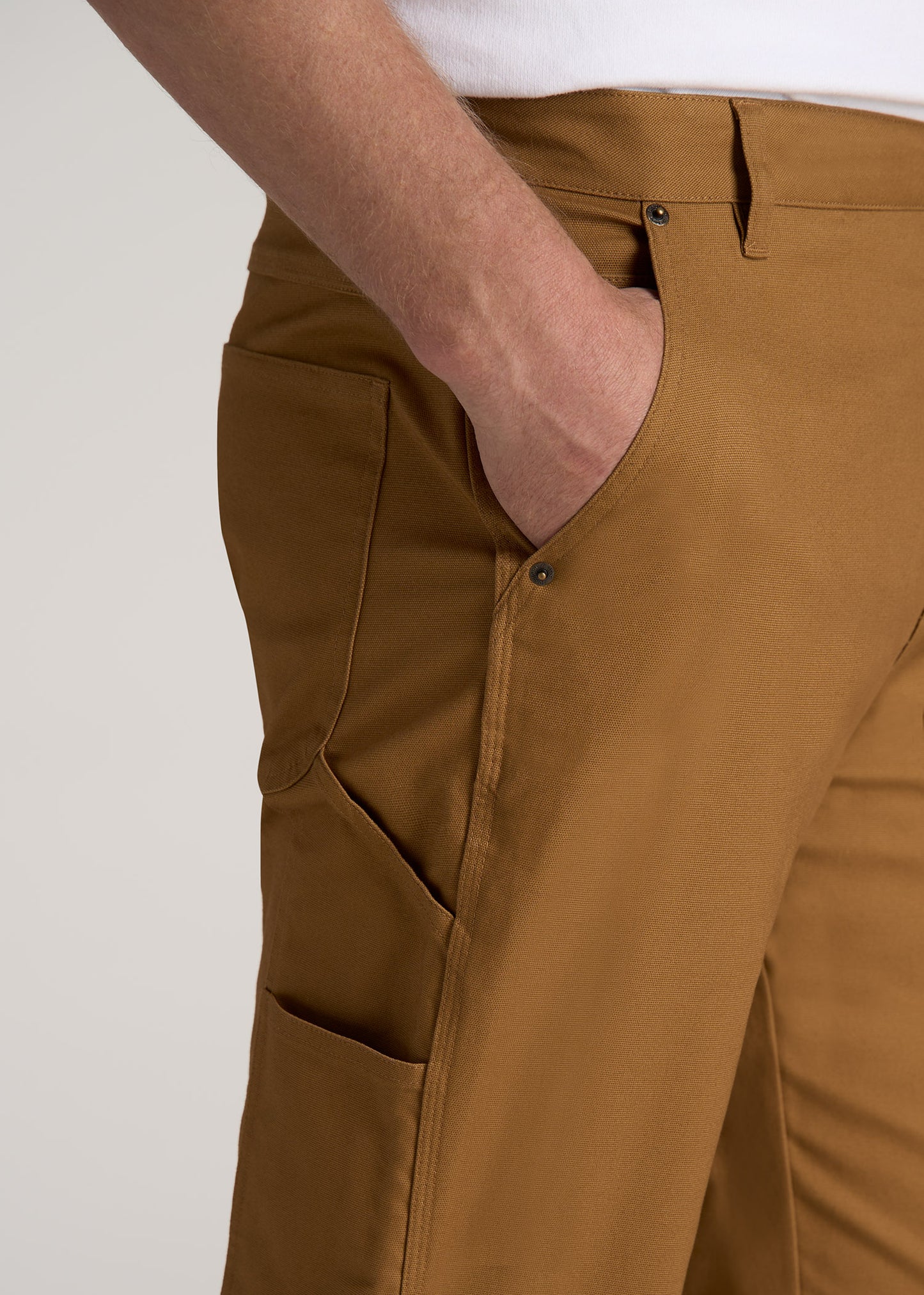 LJ&S Stretch Canvas REGULAR-FIT Carpenter’s Pants for Tall Men in Dusty Brown