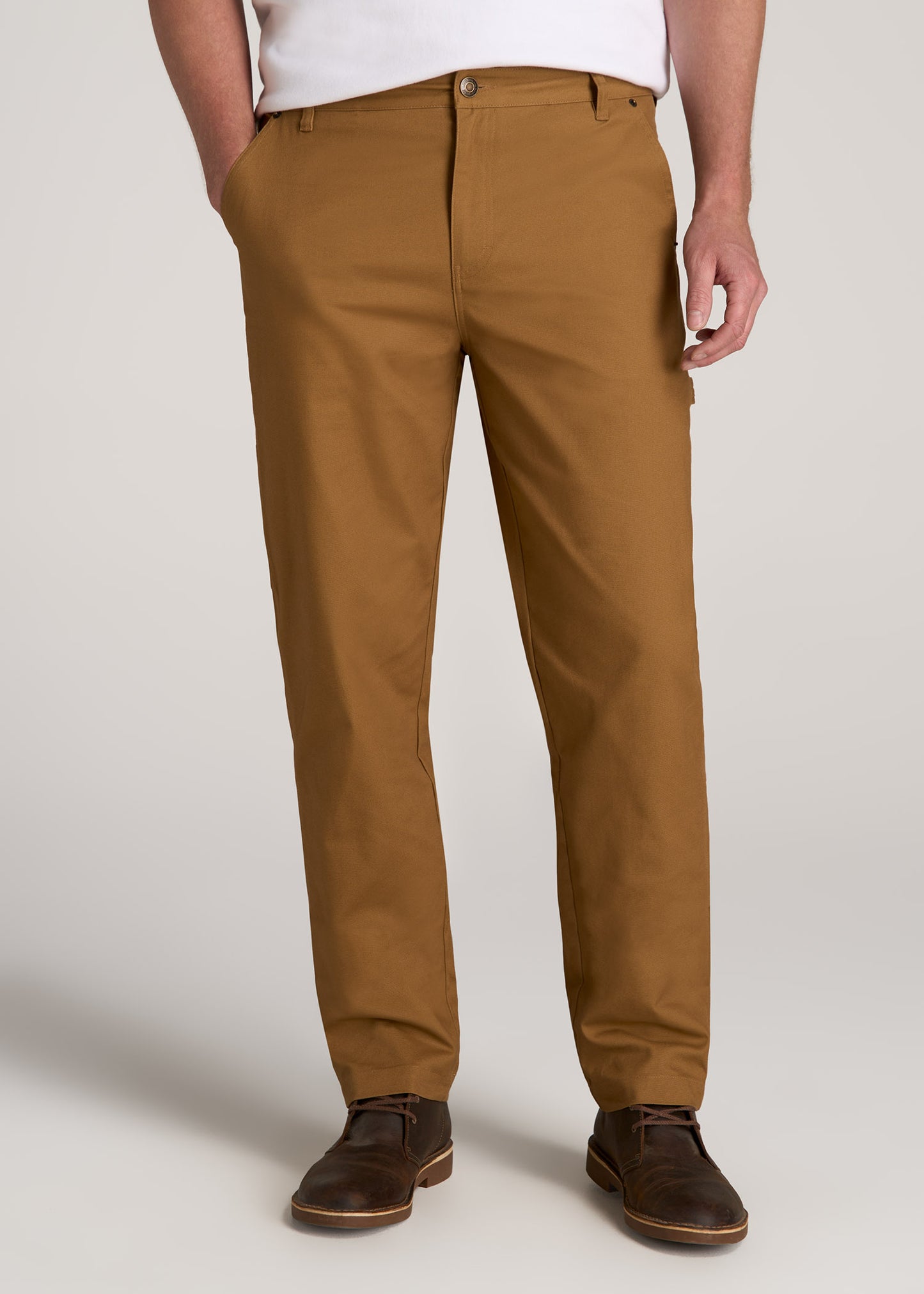 LJ&S Stretch Canvas REGULAR-FIT Carpenter’s Pants for Tall Men in Dusty Brown