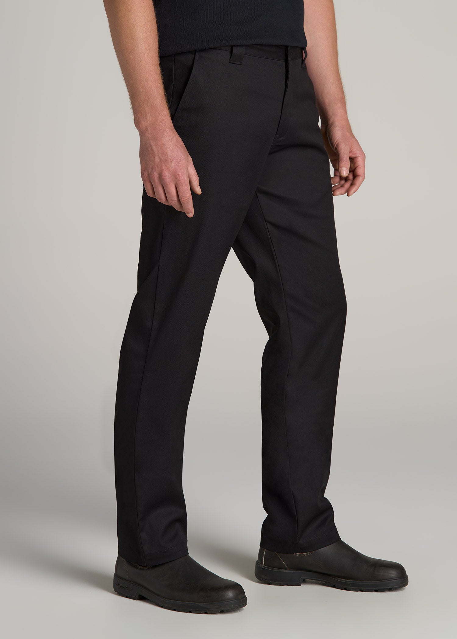 LJ&S Stretch Twill STRAIGHT-LEG Work Pants for Tall Men in Black