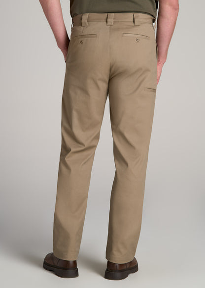LJ&S Stretch Twill STRAIGHT-LEG Work Pants for Tall Men in Dusty Khaki
