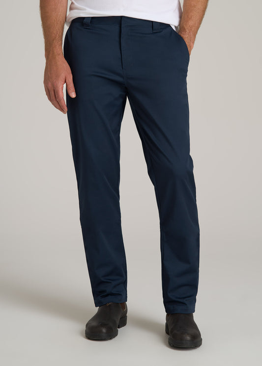 LJ&S Stretch Twill STRAIGHT-LEG Work Pants for Tall Men in Marine Blue