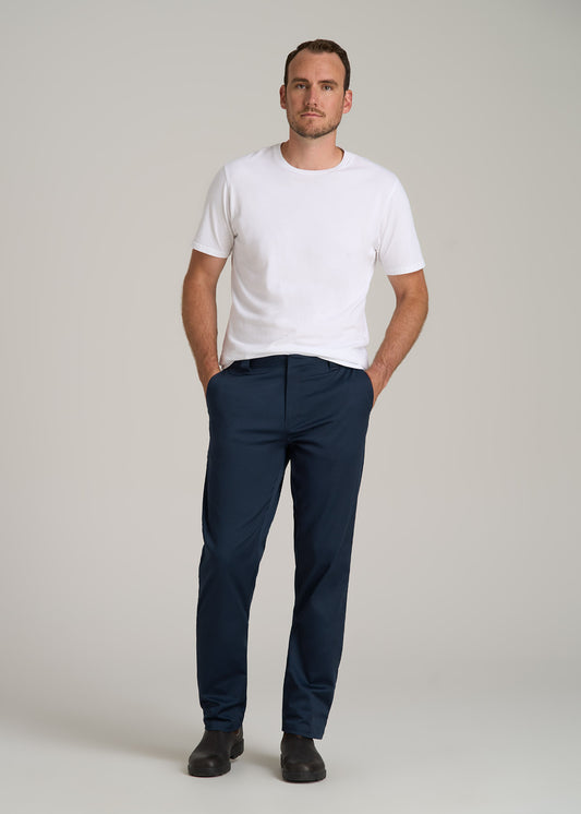 LJ&S Stretch Twill STRAIGHT-LEG Work Pants for Tall Men in Marine Blue