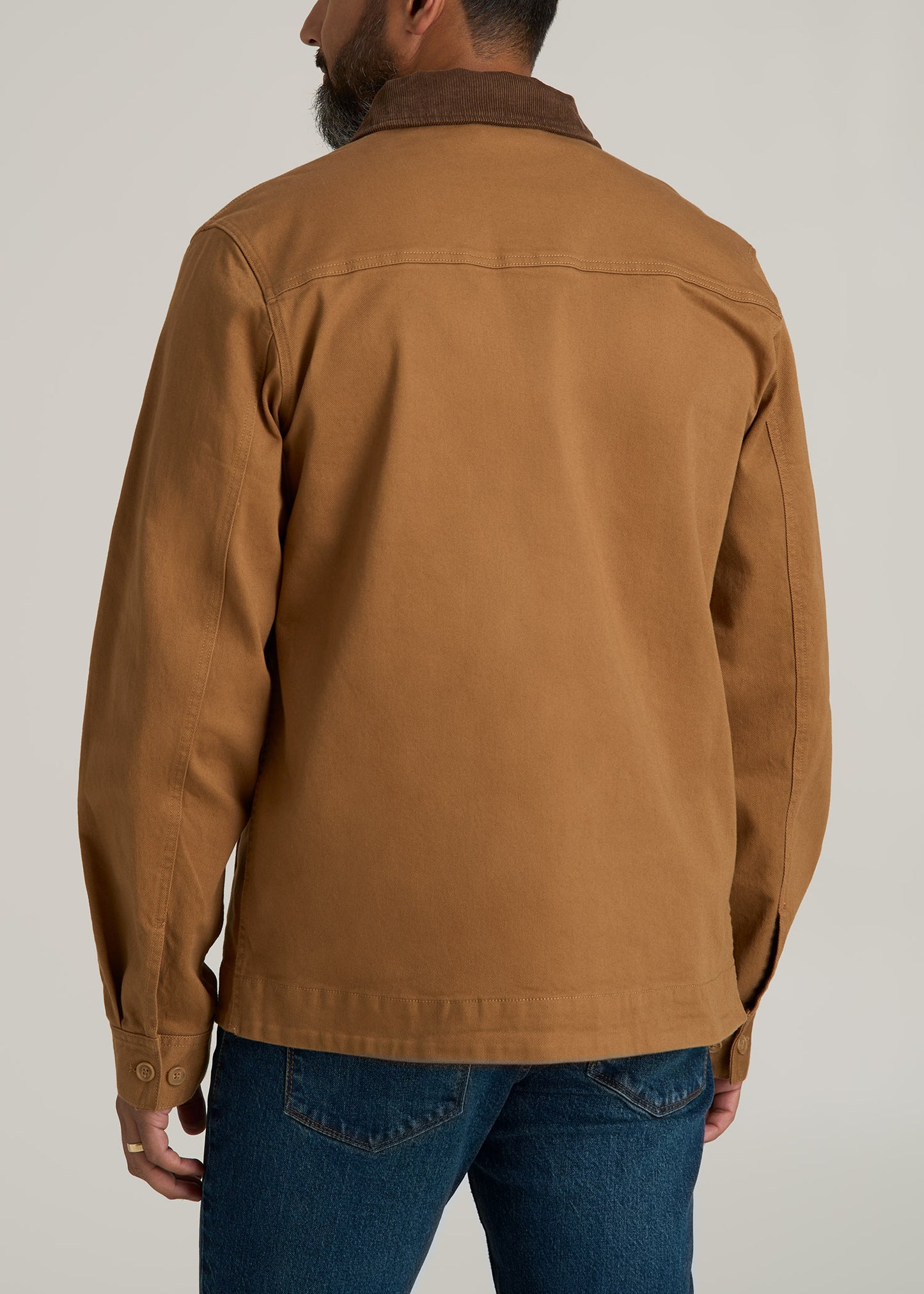 LJ&S Twill Shop Jacket for Tall Men in Dusty Brown