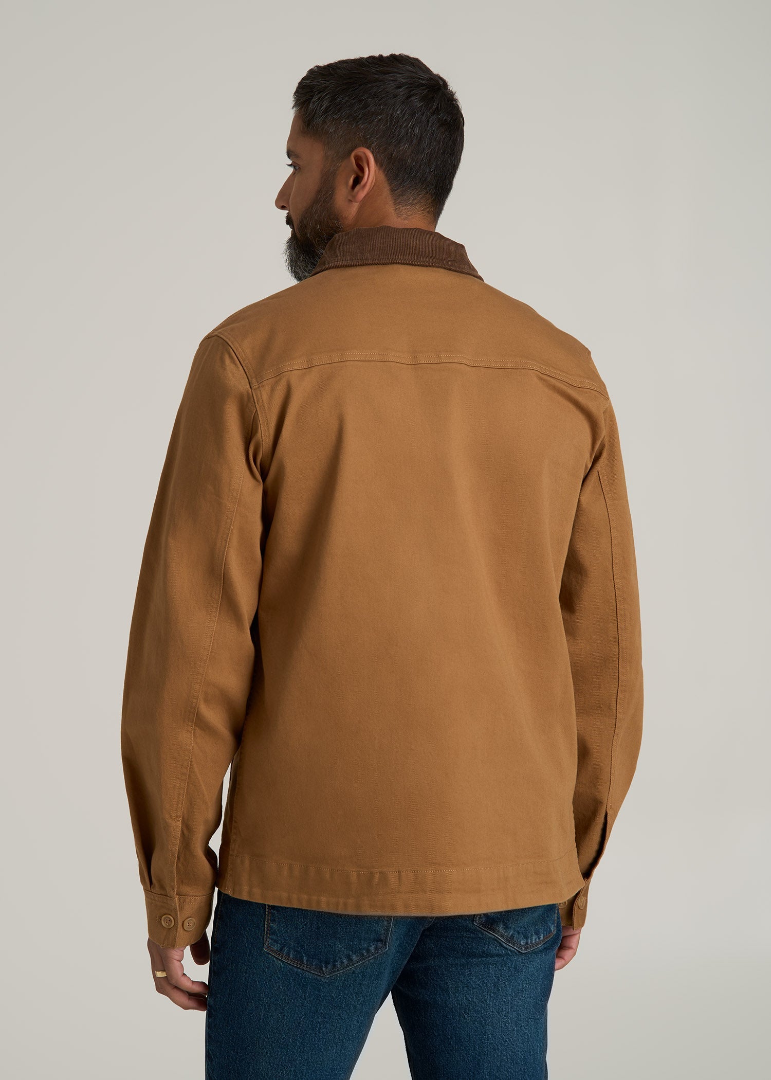 LJ&S Twill Shop Jacket for Tall Men in Dusty Brown
